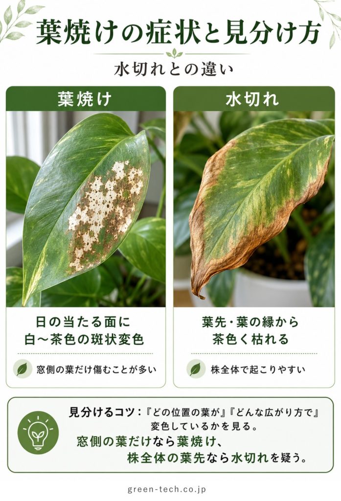 観葉植物が夏に弱る3大トラブル｜葉焼け・水切れ・根腐れの見分け方と